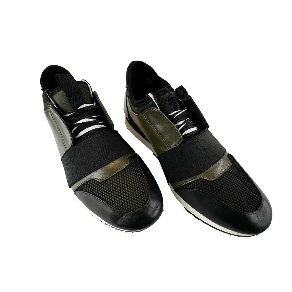 Steve Madden Women's 7.5M - Green & black PU leather sneaker casual shoes KAIYO